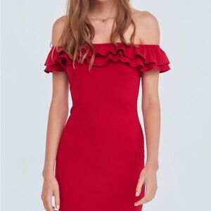 Elegant Red Off-Shoulder Dress